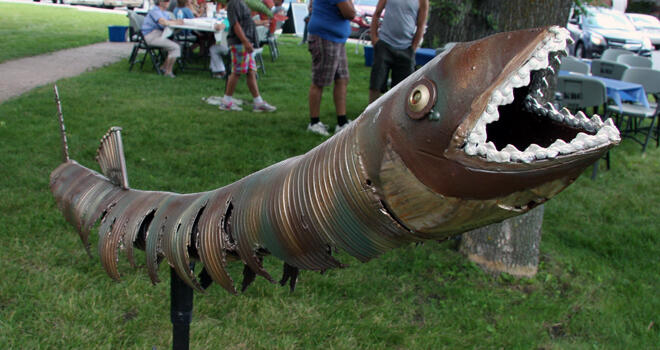 Marion McKay's unique muskie was made from recycled metal from the scrap yard