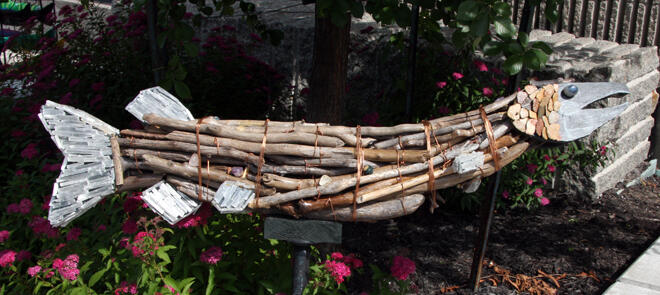 Lisa and Mike from the Zen Den have used driftwood, stones, copper and crystals to form this stunning muskie