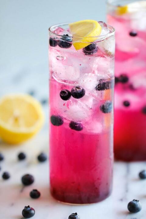 Made with a blueberry simple syrup, this lemonade is really refreshing.