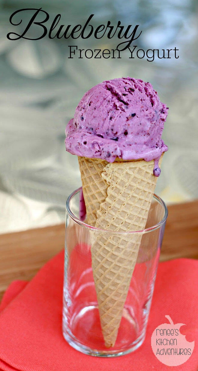 This blueberry frozen yogurt would be perfect on a hot summer's day