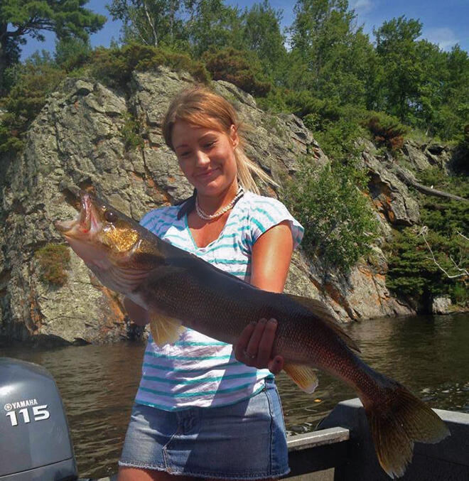 Lesley caught this huge walleye at Smith Camps on lake of the Woods