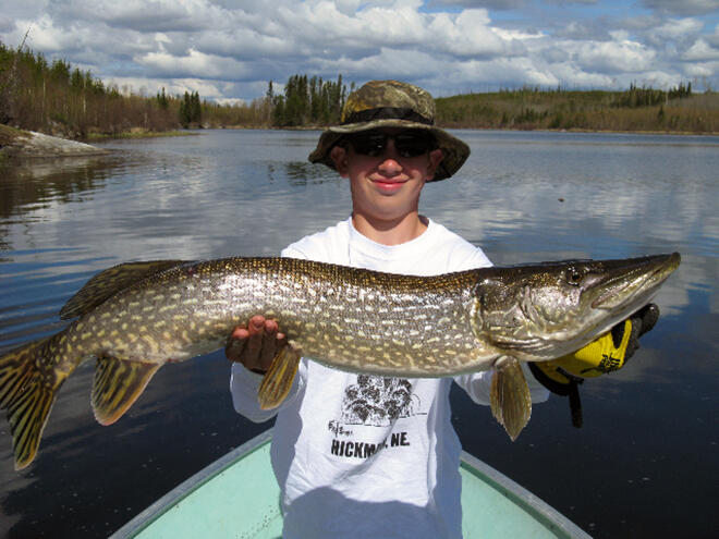 Huge northerns like this one at Big Hook Camps swim in our lakes.