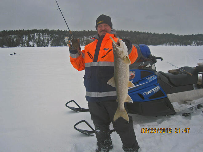 Lake trout caught by Paul at Muskie Bay Resort in March