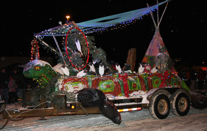 A float in the 2012 Kenora Kinsmen Santa Claus Parade