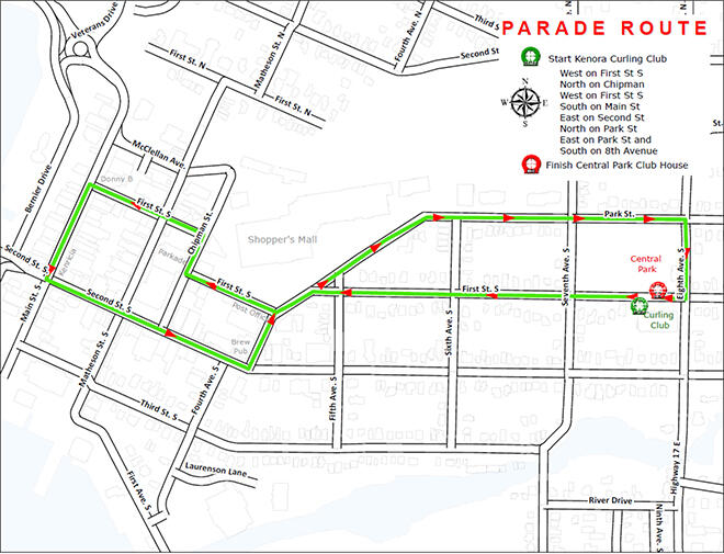 2013 Kenora Kinsmen Santa Claus Parade Route