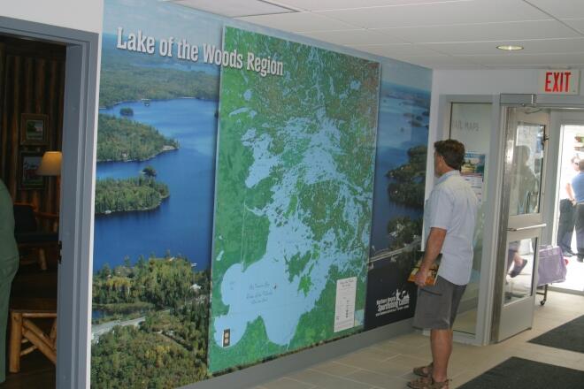 Giant map of Lake of the Woods at the Sportfishing Centre