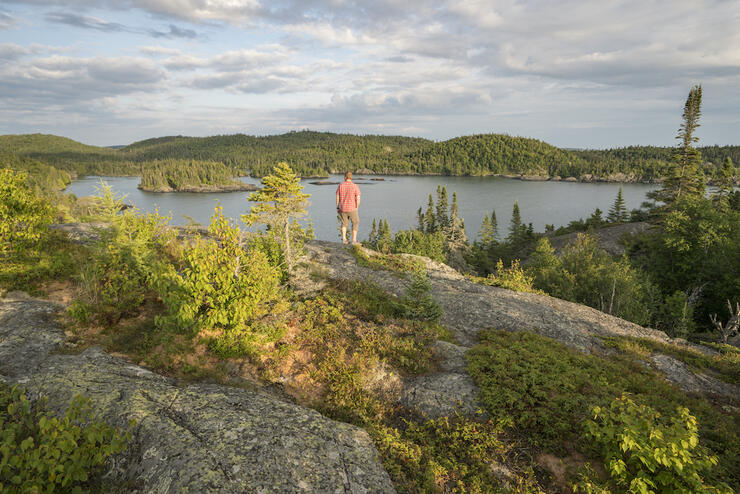 Person looking over a cliff