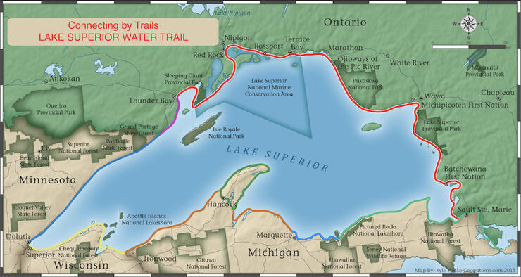 Map of Lake Superior Water Trail 