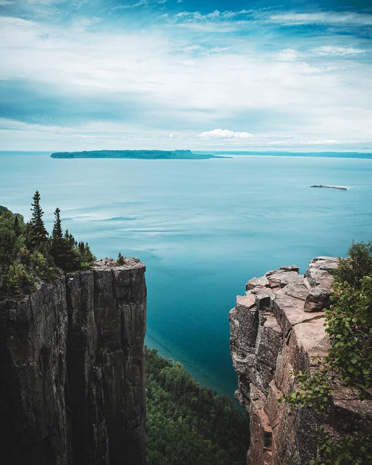 View over Lake Superior from top of the Sleeping Giant. 