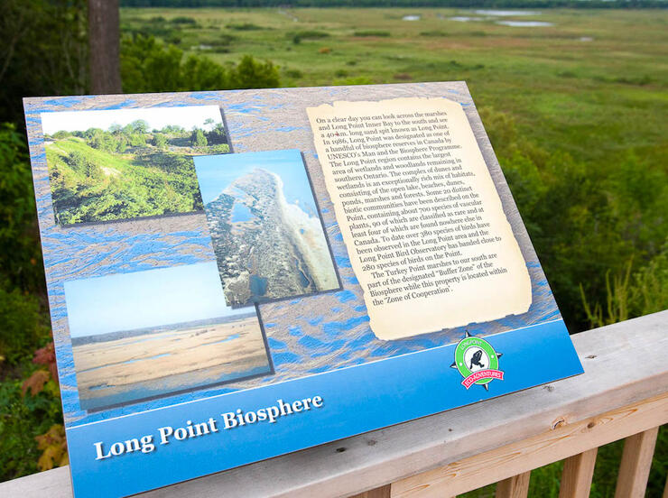 Photo of a Long Point Biosphere sign 