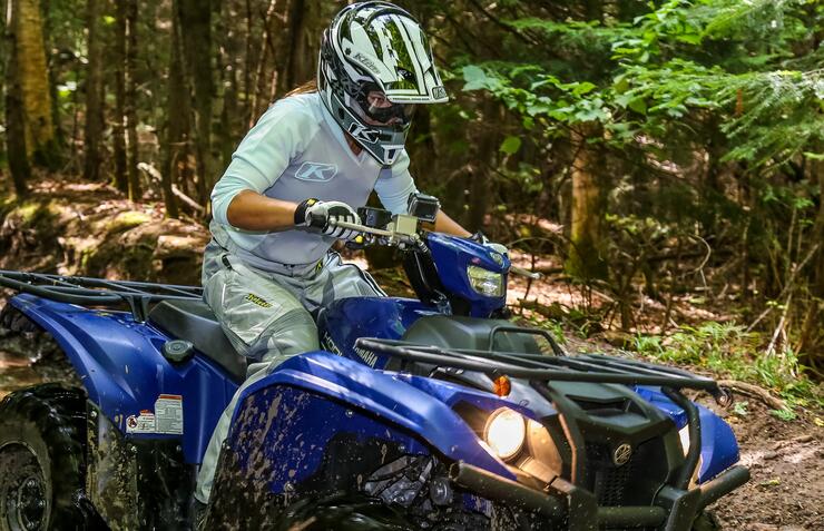 Miesha Tate riding Yamaha ATV in Haliburton, Ontario