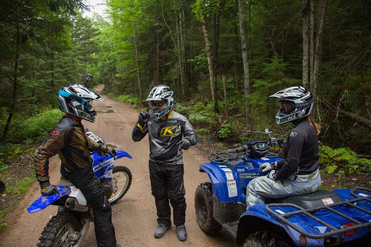 Miesha Tate and Bryan Caraway riding VMUTS Trails in Northern Ontario