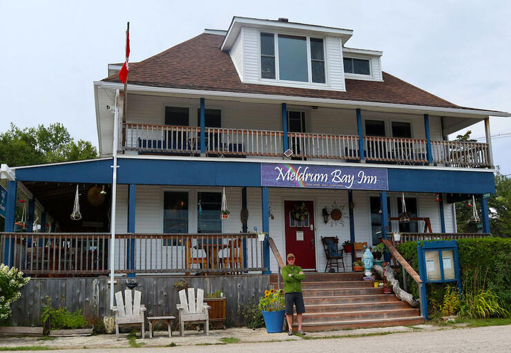 Front view of historical Meldrum Bay Inn 