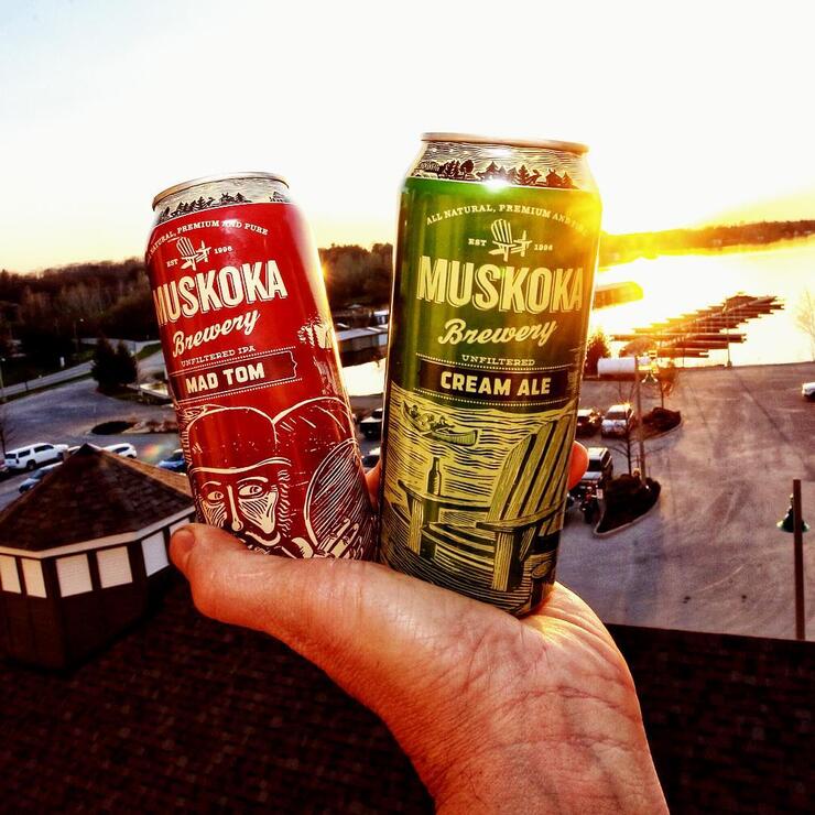Two cans of Muskoka Brewery beer 