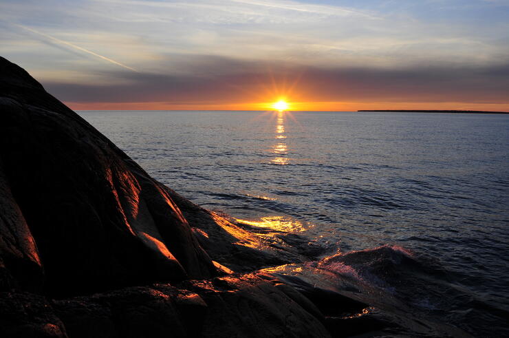 Beautiful sunset over Lake Superior