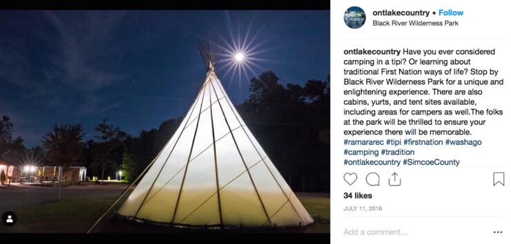 Instagram post teepee at night 