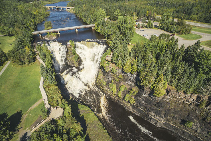 Aerial view of Thunder Bay's Kakabeka Falls