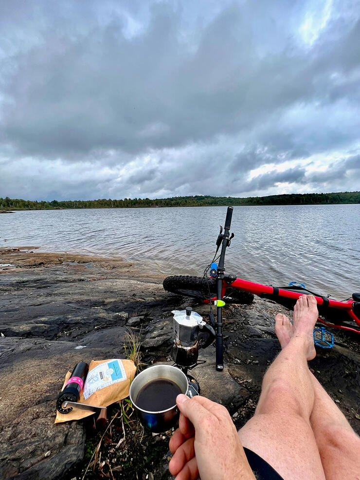 Coffee break at Lake Laurentian Conservation Area