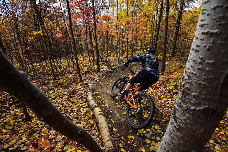 person cycling in fall at Walden Trails Park