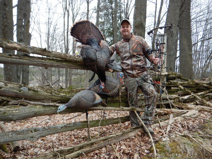 keith beasley with harvested turkey