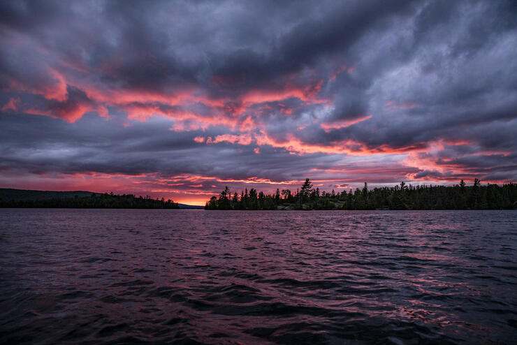 Pink sky reflecting on the water