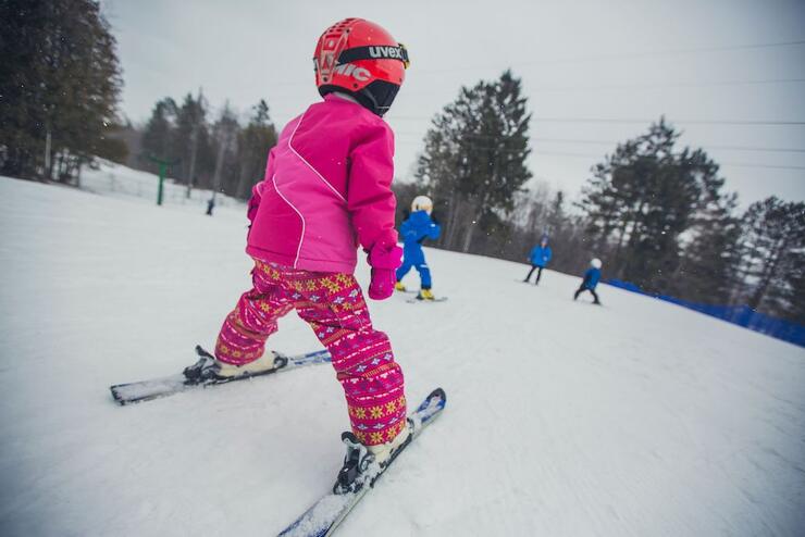 Little girl skiing