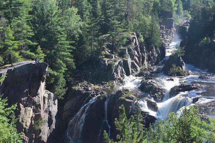 Beautiful falls surrounded by trees