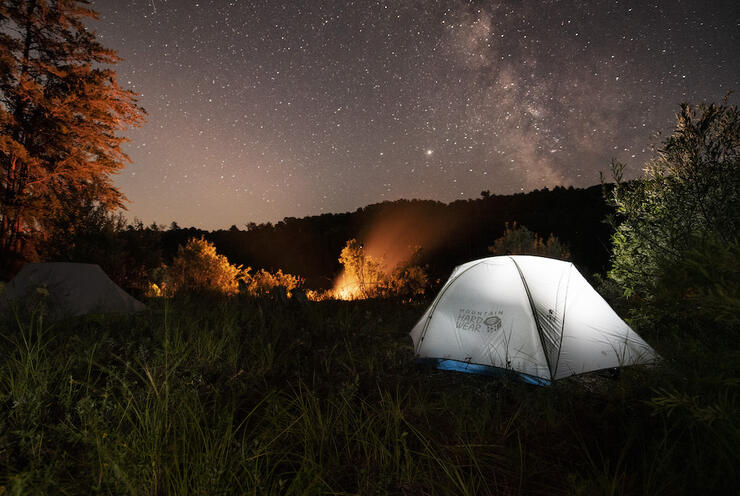 Campsite at night.