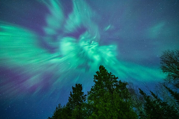 A solar storm in the skies over Lake of the Woods, Ontario