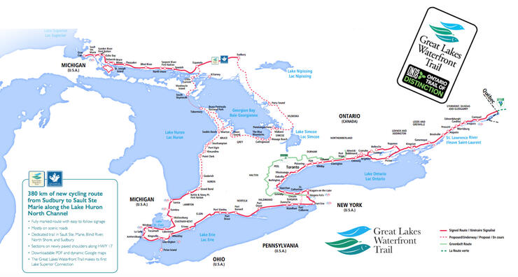map of the Great Lakes Waterfront Trail
