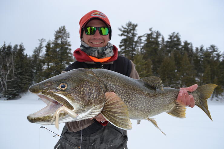 A large lake trout stole this teen's ice fishing trap. Seven hours