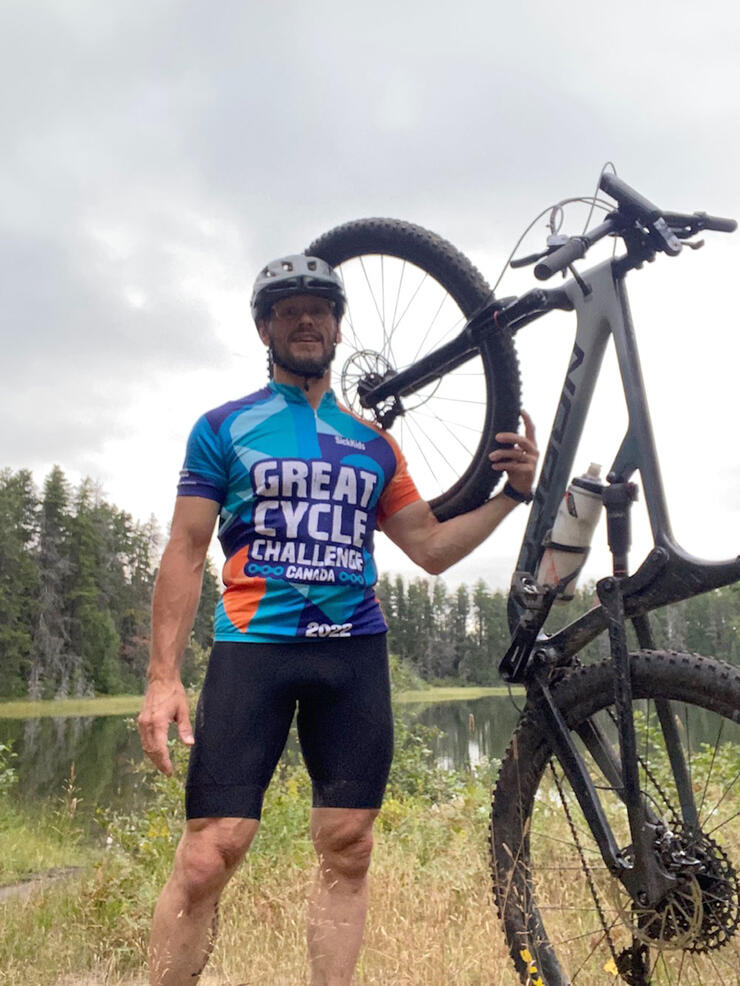 Yves Viel poses with his bike near Timmins