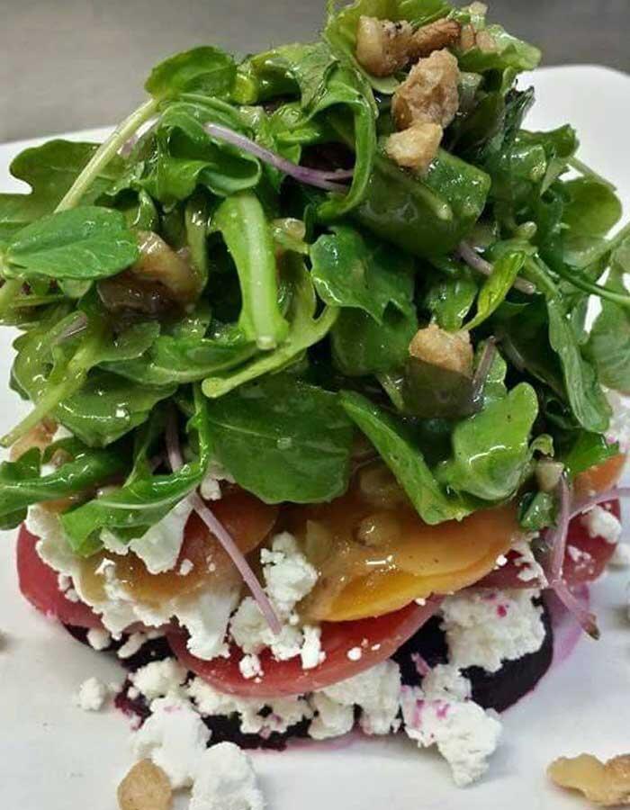 smoked beet and goat cheese salad