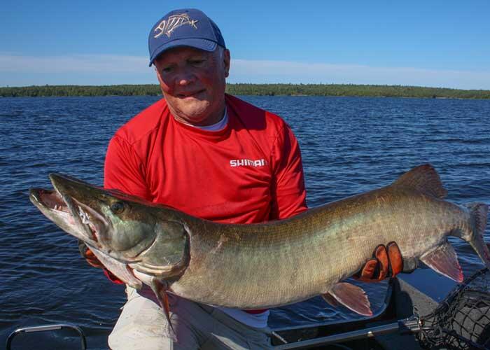 angler holding muskie