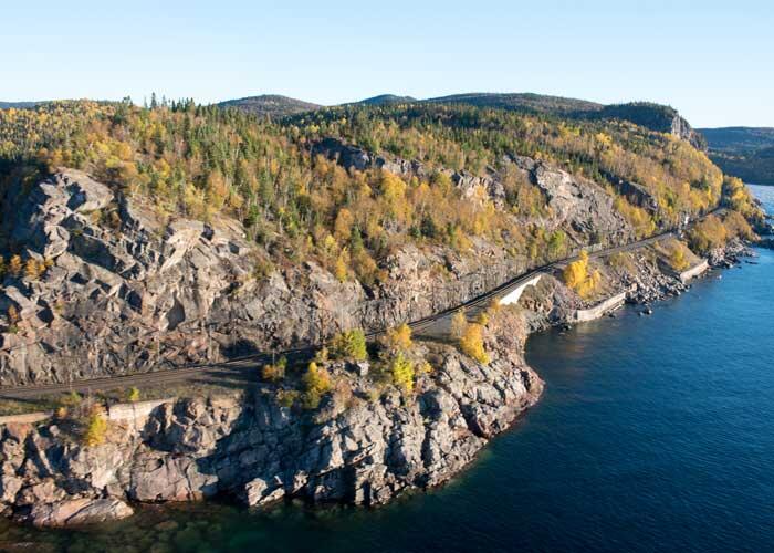 railway line on lake superior coast