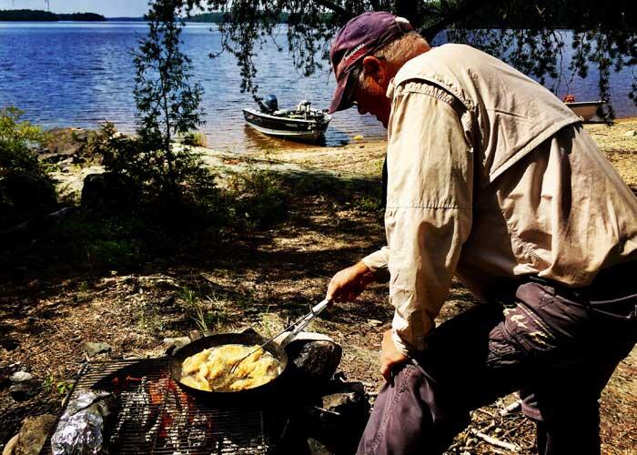 timber edge camps guide cooking shore lunch