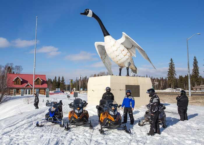 snowmobile group at wawa goose