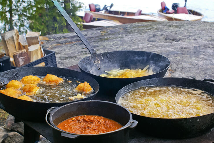 shore lunch cooked on open fire