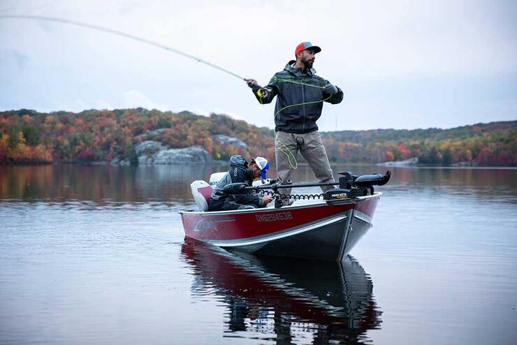 fly casting from boat