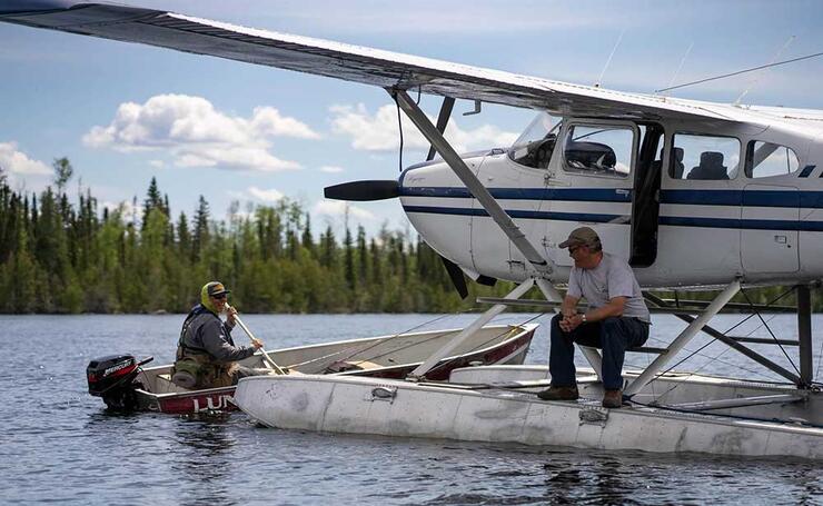 canoe bushplane lake