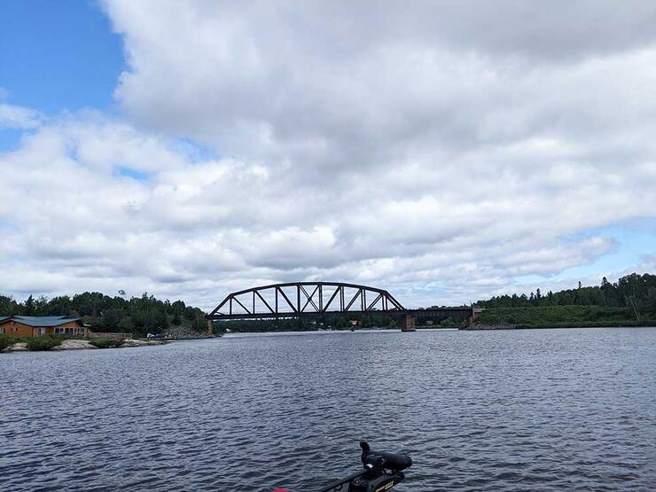 bridge over winnipeg river system minaki ontario