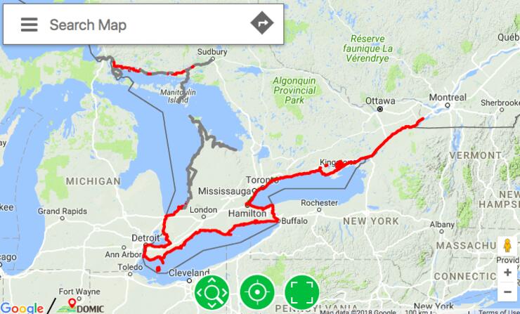 map of the Great Lakes Waterfront Trail