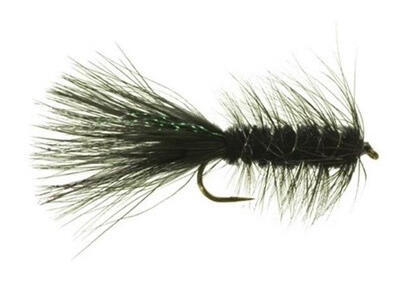 Fishing Flies, Trout Flies - 4 Black Bead Head Woolly Bugger - Size 10, 12,  14, 16 - Gifts for Men