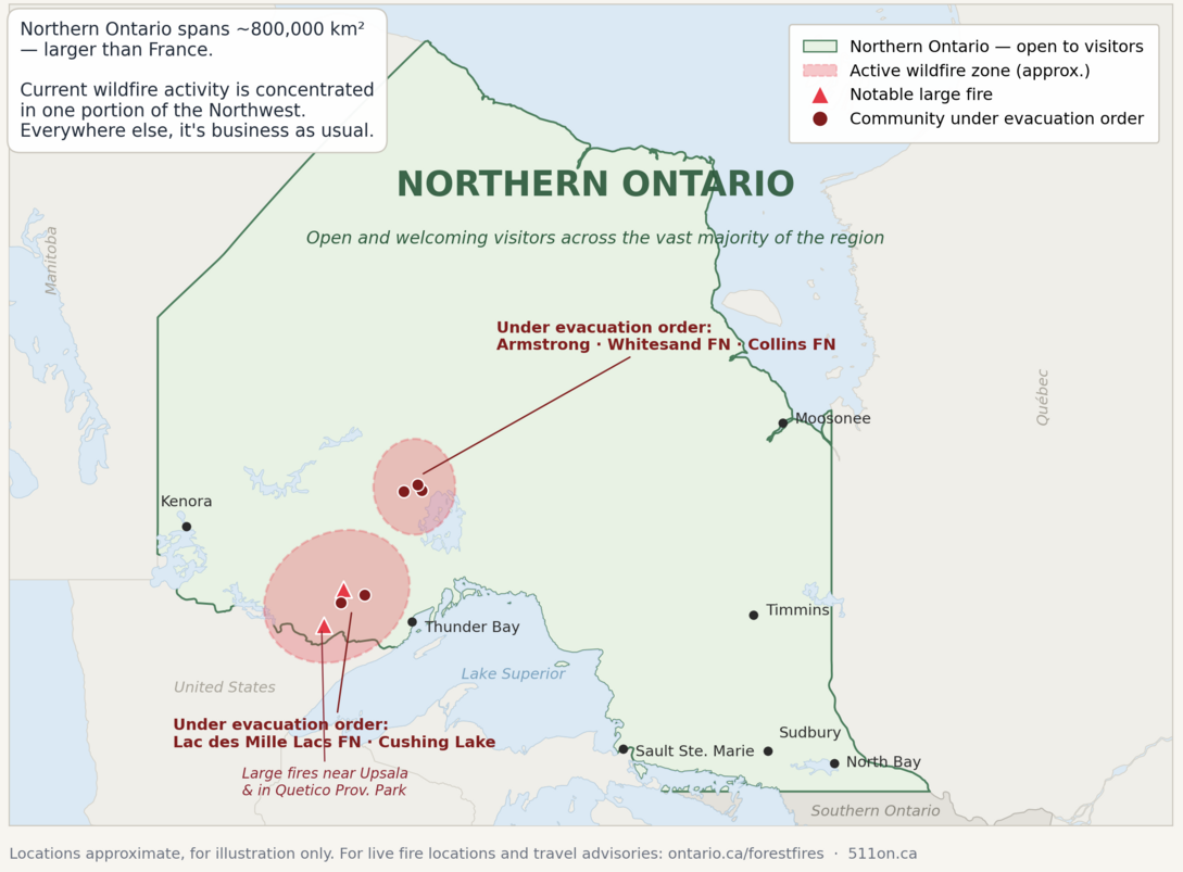 northern ontario wildfire map