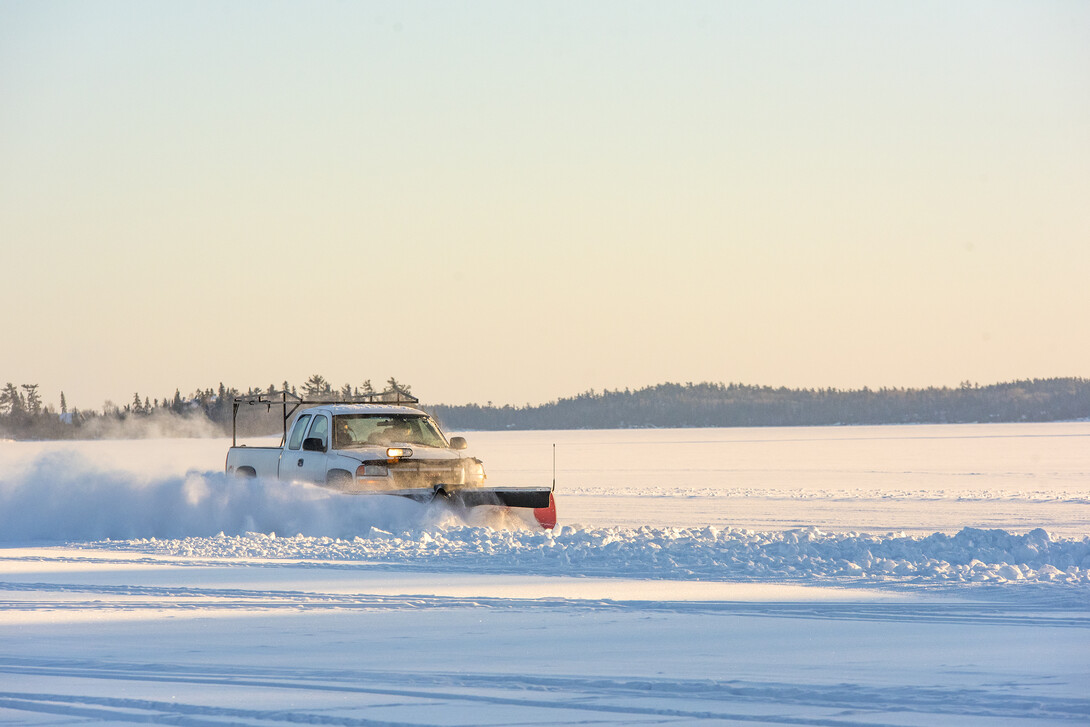 Truck goes through ice in northern Ont. clearing path to ice fishing hut